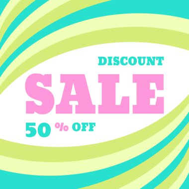 Sale discount 50% off vector concept banner. Creative advertising poster for promotion, shop, website, flyer and other creative projects. Sale vector layout in light colors.