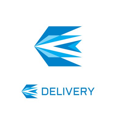 Teslimat - düz tasarım tarzında soyut stilize kuş vektör logo kavram illüstrasyon. Soyut üçgen şekilleri. Kanatvektör işareti. Vektör logo şablonu. Tasarım öğesi.