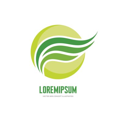 Kurumsal kimlik için soyut vektör logo kavramı illüstrasyon. Yeşil yapraklar daire şeklinde. Filiz logo işareti. Vektör logo şablonu. Tasarım öğesi.
