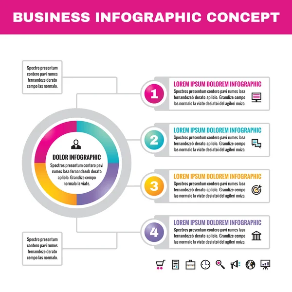 Infografik iş kavramı vektör illüstrasyon. Yaratıcı infografik düzen. Infograph vektör kavramı. Soyut infografik öğeler. Bilgi grafiği vektör şablonu. Infographic numaralı adım seçenekleri. — Stok Vektör