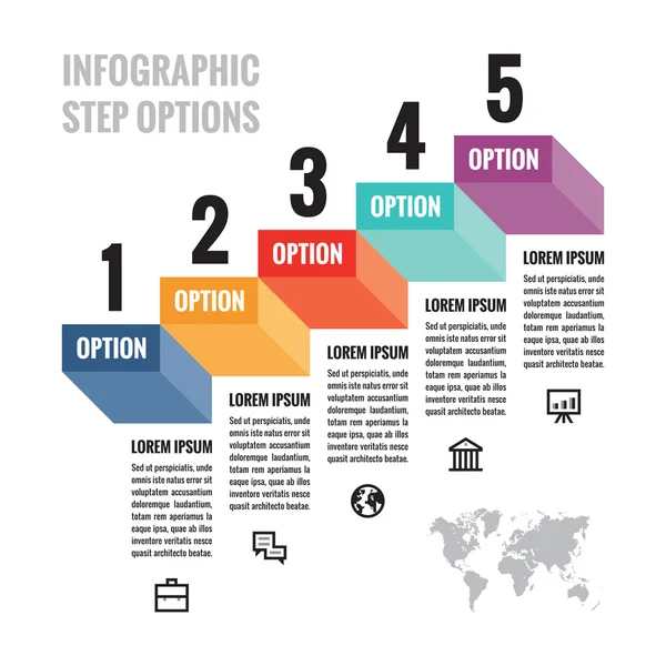 Infografik iş konsepti - sunum, broşür, web sitesi ve diğer yaratıcı projeler için adım numaralı seçenekler. Düz stil tasarım infografik iş konsepti düzeni. İnfografik elemanlar. — Stok Vektör