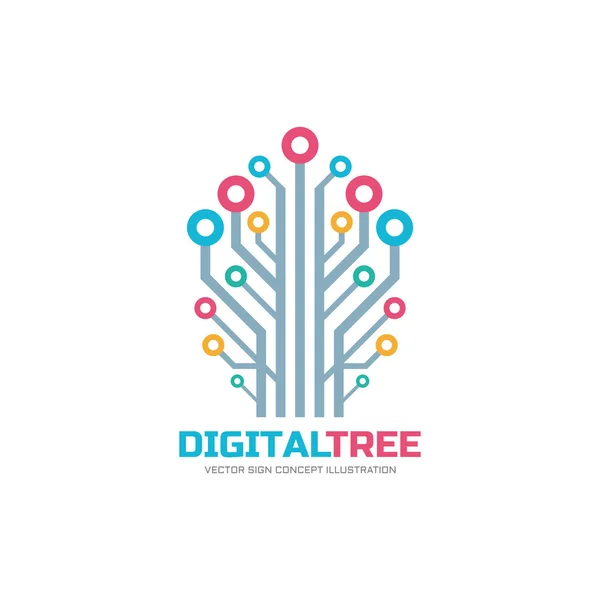 Digitaler Baum - Vektor-Logo-Konzept Illustration. Das Logo des Neuro-Netzwerks. Computertechnologie-Logo. Vektor-Logo-Vorlage. — Stockvektor
