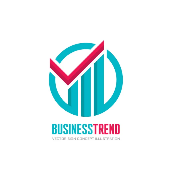 Business trend - illustrazione del concetto di logo vettoriale. Controlla segno e grafico di crescita in cerchio . — Vettoriale Stock