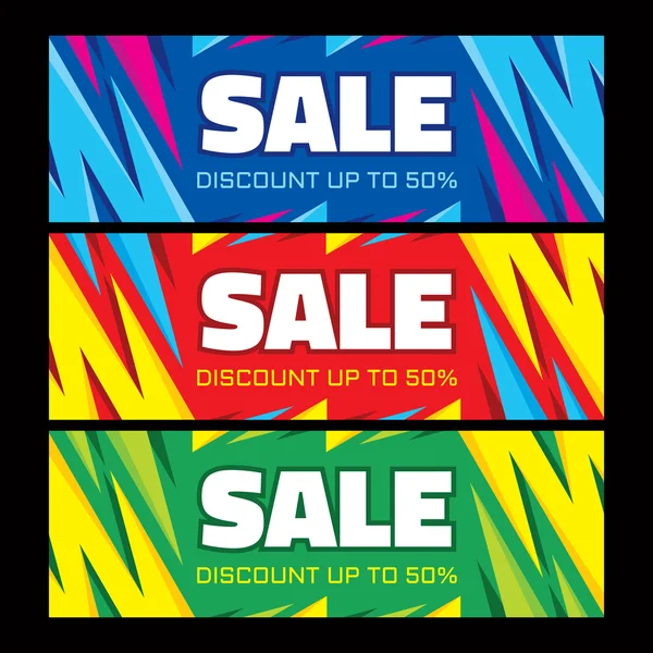 Venta - descuento de hasta 50% - resumen horizontal vector banners set . — Archivo Imágenes Vectoriales