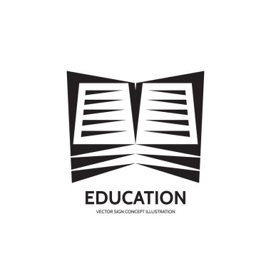 Kütüphane kitap - vektör logo şablonu. Eğitim işareti kavramı illüstrasyon. E-kitap sembolü. Tasarım öğesi.