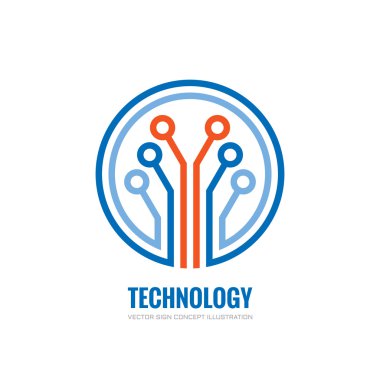 Teknoloji - kurumsal kimlik için vektör logo kavramı illüstrasyon. Soyut yonga ağ işareti. Teknik logo tasarım öğesi.