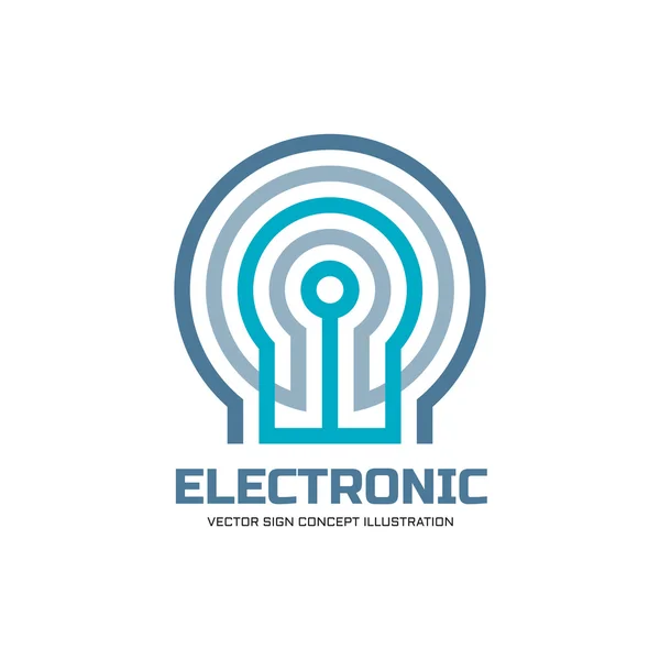 Ηλεκτρονική τεχνολογία – απεικόνιση λογότυπου διανυσματικών εννοιών. Υπογραφή ψηφιακής δομής. — Διανυσματικό Αρχείο