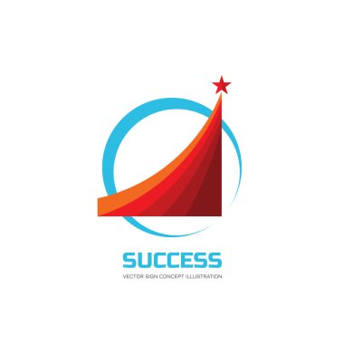 Başarı - soyut vektör logo illüstrasyon. Yıldız işareti ile tasarım elemanları. Gelişim, büyüme, başlangıç kavramı.