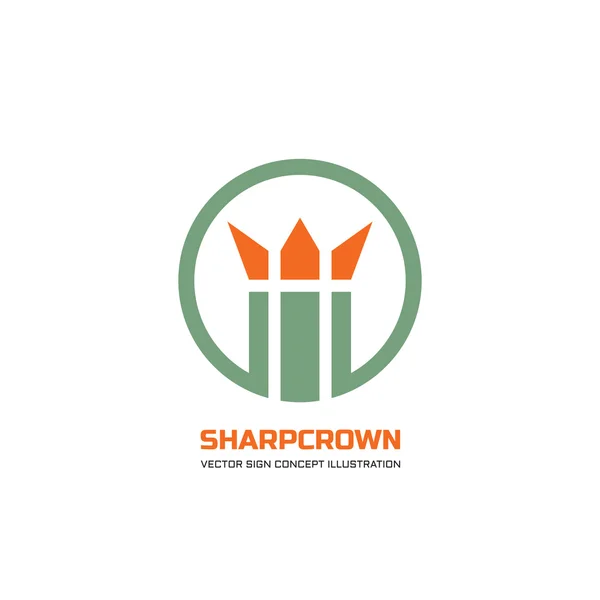 Re corona segno in cerchio elemento di design - vettoriale logo concetto illustrazione. Fiore astratto di germoglio vegetale . — Vettoriale Stock