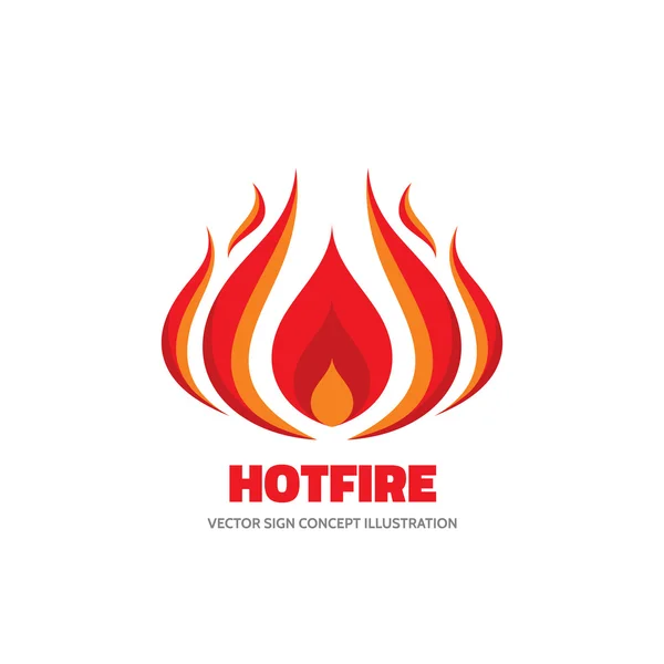 Sıcak yangın - düz tarzda vektör logo kavramı illüstrasyon. Kırmızı alev işareti simgesi. Tasarım öğesi. — Stok Vektör