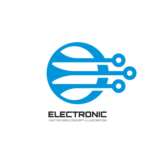 Elektronické - vektorové logo šablonu koncept ilustrace. Abstraktní počítačový čip technologie znamení. Kreativní digitální symbol. Designový prvek. — Stockový vektor