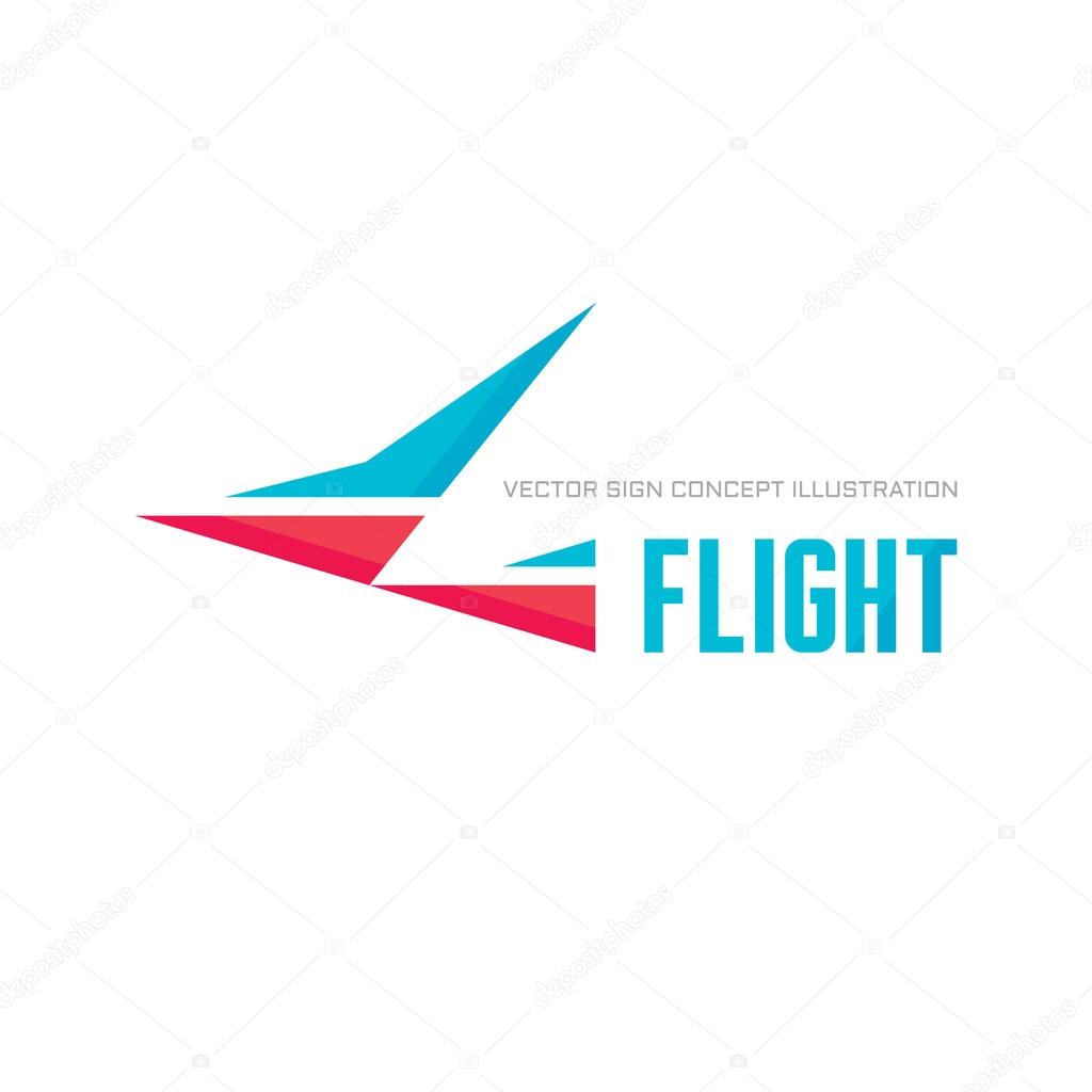 Flight - vector concept illustration. Abstract bird logo template. Stylized wing creative sign. Geometric shapes design elements.