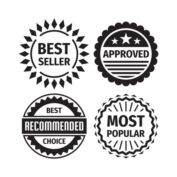Ensemble Badges Best Seller Approuvé Meilleur Choix Recommandé Populaire Concept — Image vectorielle