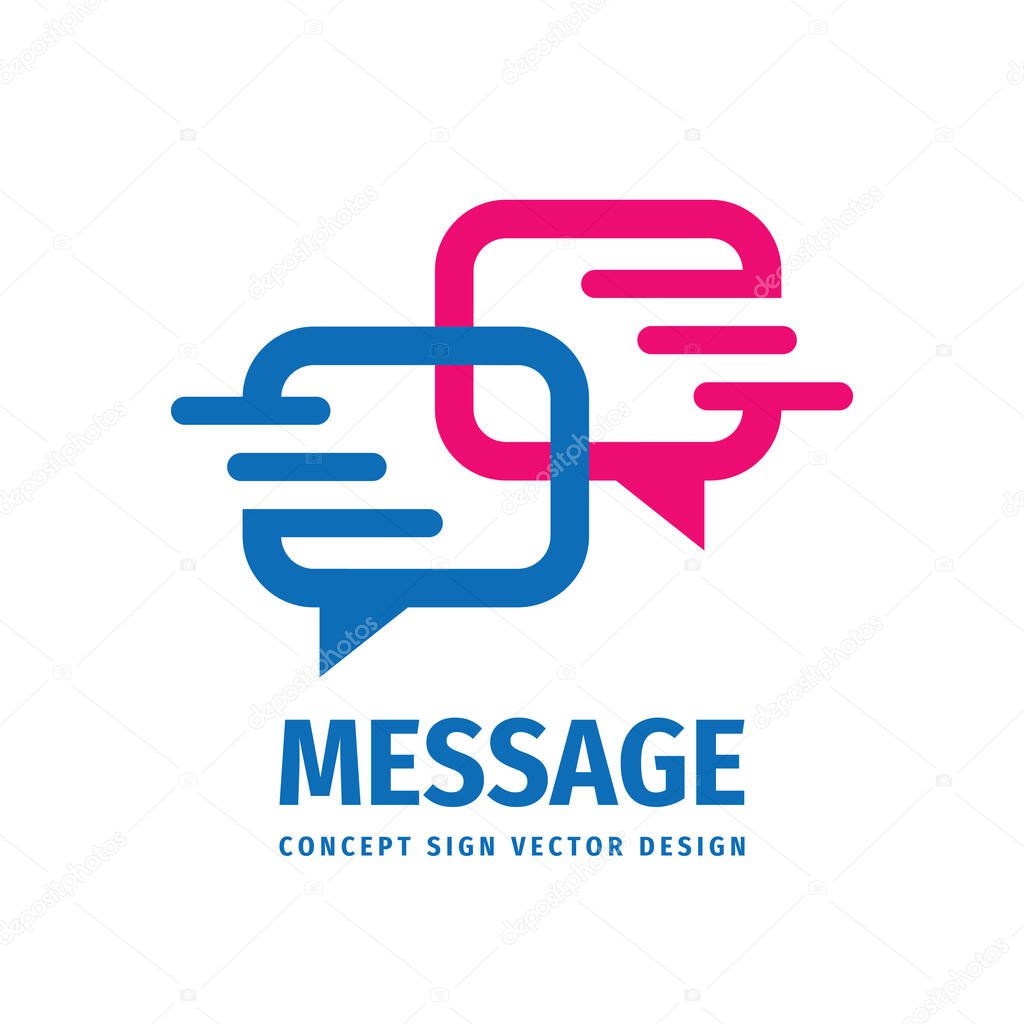 Message talking - speech bubbles vector business logo concept illustration in flat style. Dialogue icon. Chat sign. Social media symbol. Communication insignia. Design element.