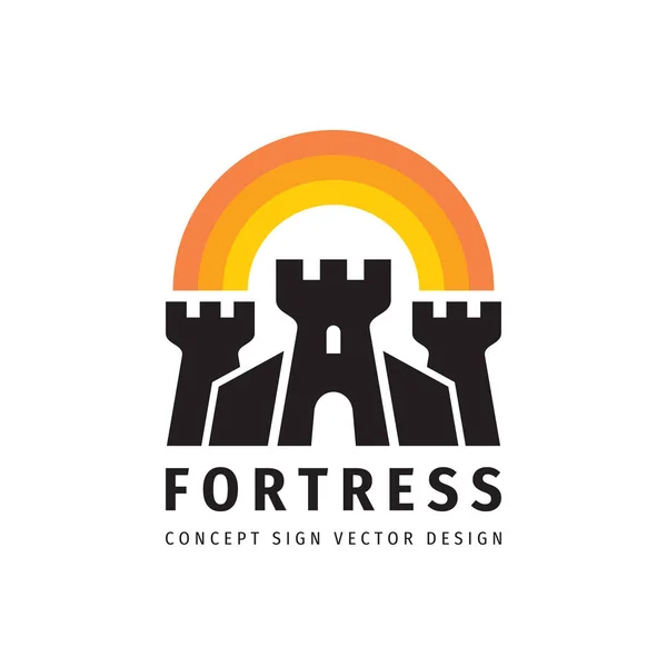 Fortress Concept Logo Design Castle Sign Tower Logo Symbols Protection — Stock Vector