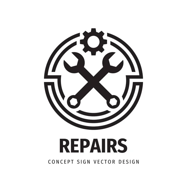 Repair Service Business Logo Design Industriekonzept Unterschreiben Emblem Des Mechanischen — Stockvektor
