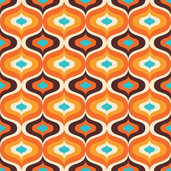 20世紀半ばの現代美術を背景に 抽象幾何学的なシームレスベクトルパターン レトロなヴィンテージデザインの装飾品 原子様式化された背景 — ストックベクタ