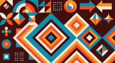 Soyut geometrik konsept poster tasarımı. Grafik yatay desen. İş geliştirme stratejisi yaratıcı afiş. Dekoratif süs kompozisyonu. Vektör illüstrasyonu. 