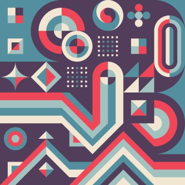 Soyut geometrik konsept poster tasarımı. Parlak renklerde grafiksel desen. İş geliştirme stratejisi yaratıcı afiş. Vektör illüstrasyonu. 