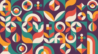 Soyut geometrik konsept poster tasarımı. Grafik yatay desen. Doğa gelişim yaratıcı afişini bırakıyor. Tarım bahçesi hasat planı. Vektör illüstrasyonu. 