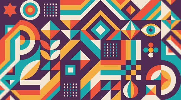 Diseño Abstracto Póster Concepto Geométrico Patrón Gráfico Horizontal Colores Brillantes — Archivo Imágenes Vectoriales