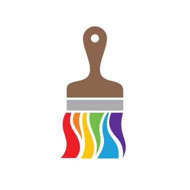 Boya fırçası - vektör logosu işaret çizimi. Sanat eserlerinin soyut arkaplanı. Dekoratif tasarım ögesi.  
