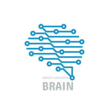 Dijital beyin logosu tasarımı. Geleceğin büyük veri teknolojisi vektör logosu. Ağ iletişim logosu sembolü. Yaratıcı fikir logosu işareti. 