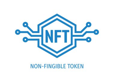 NFT simgesi. Bulunamayan Token konsept logo tasarımı. Kripto para birimi logosu. Dijital sanat parası. Vektör illüstrasyonu. 