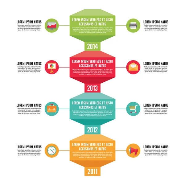 Infografica Business Concept - Timeline Vertical - Illustrazione in stile Flat Design — Vettoriale Stock
