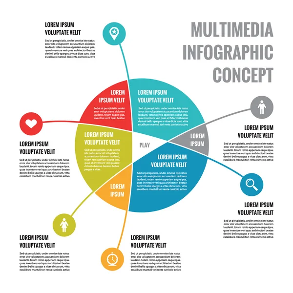 Conceito infográfico multimídia - Esquema de negócios vetorial abstrato — Vetor de Stock