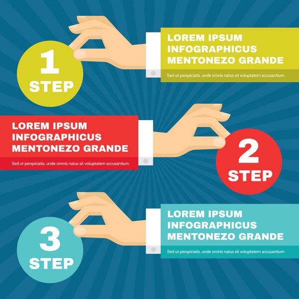 Human Hands with Infographic Round Blocks - Векторная концепция иллюстрации в плоском стиле для творческих проектов
.