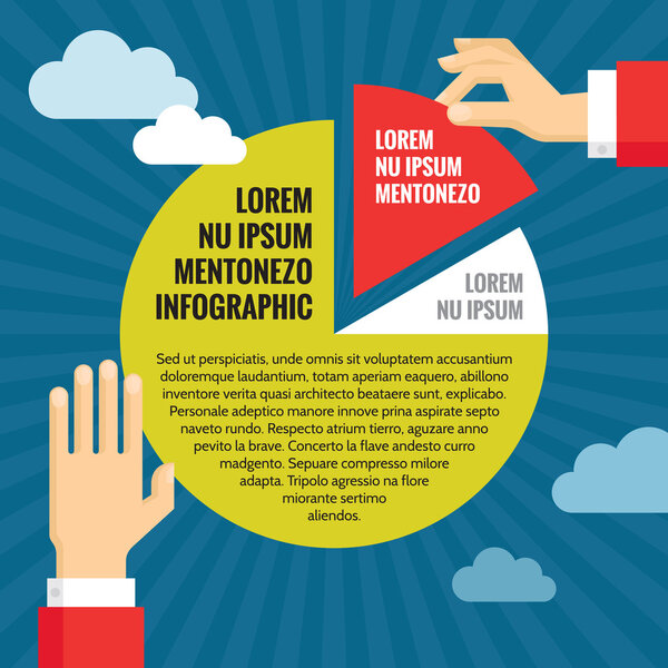 Человеческие руки с тортом - графический бизнес - Векторная иллюстрация в плоском стиле
