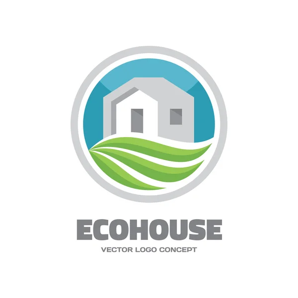 EcoHouse - logotipo vetorial. Ilustração de construção e ecologia . —  Vetores de Stock