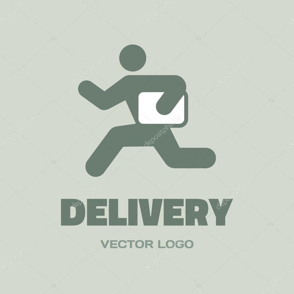Delivery - vector logo concept. Running man. People character. Vector logo template.