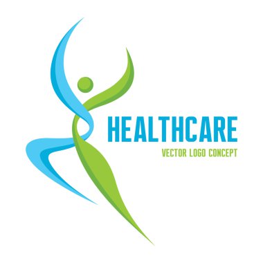 Sağlık - vektör logo kavramı. Adam illüstrasyon soyut. İnsan karakteri. Vektör logo şablonu.