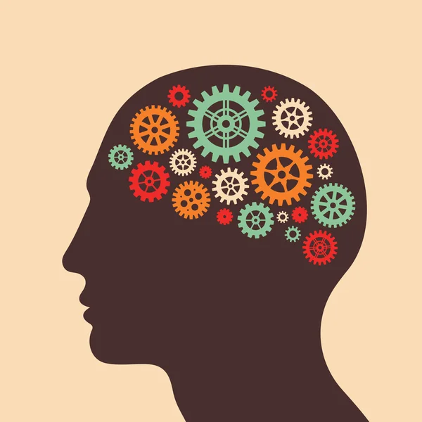 Human head and brain process - vector concept illustration — Stock Vector