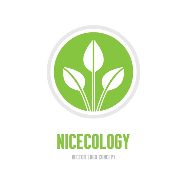 Nice ecology - vector logo concept. Leaves ecology vector illustration. Abstract vector logo sign template. Design element. — Stock Vector
