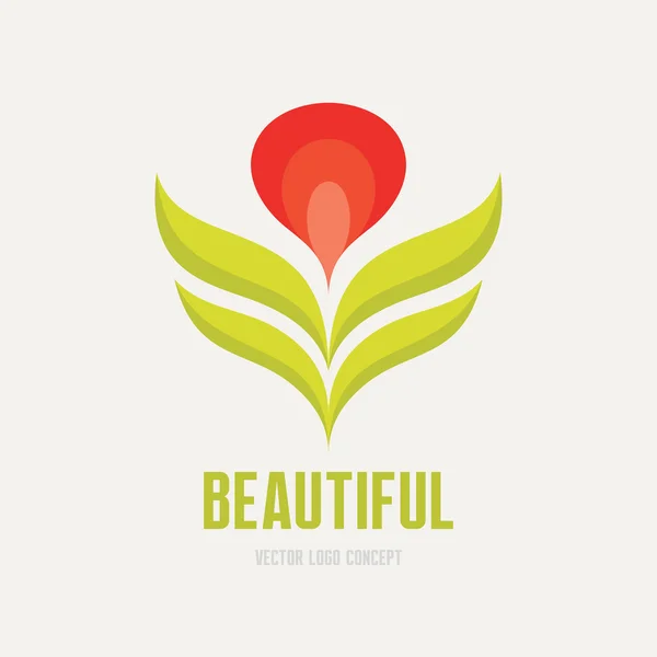 Beautiful - vector logo concept. Flower with leaves vector illustration. Vector logo template. Design element. — Stock Vector