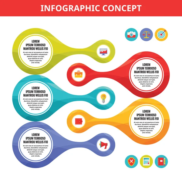 Ilustração do conceito de vetor infográfico com ícones em estilo plano. Elementos de projeto . — Vetor de Stock