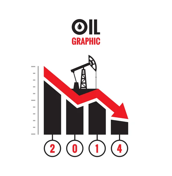 Oil down graphic - vector concepto ilustración. Caída catastrófica de los precios del petróleo. La crisis financiera mundial. Infografía del aceite . — Vector de stock