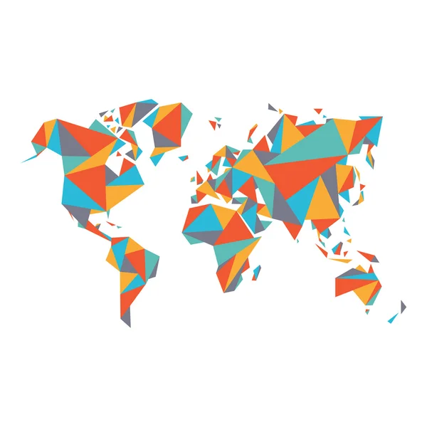 Abstract World Map - Ilustración vectorial - Estructura geométrica en color plano para presentación, folleto, sitio web y otros proyectos de diseño . — Vector de stock