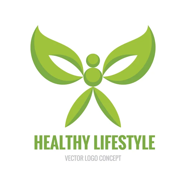 Healthy Lifestyle - gambar konsep logo vektor. Karakter manusia. Logo vektor ekologi. Konsep logo organik. Elemen desain . - Stok Vektor