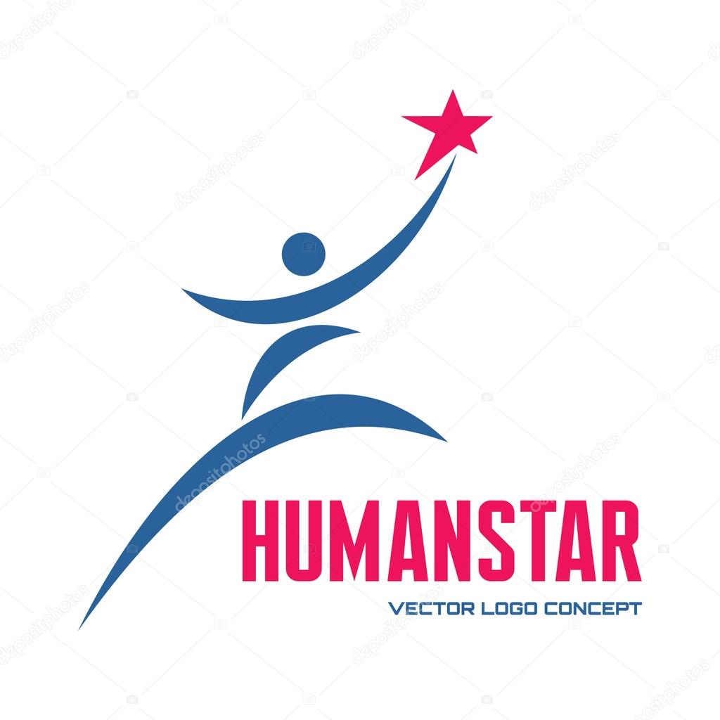 Human star - vector logo concept illustration for business company, media portal, sport club, creative agency etc. Human character. People logo sign. Vector logo template. Design element.