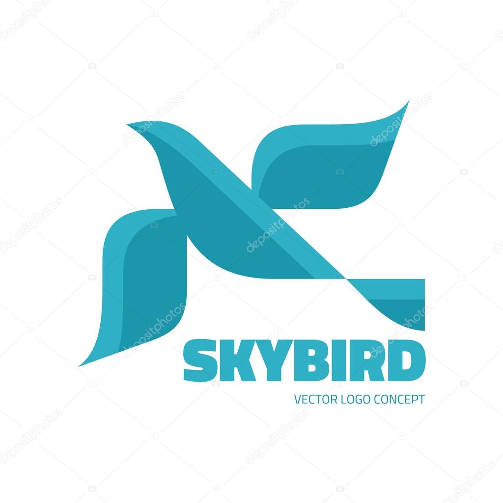 Sky bird - vector logo concept illustration. Bird logo in classic graphic style. Vector logo template. Design element.