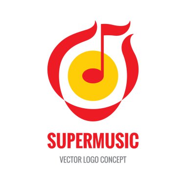 Süper müzik - vektör logo konsept illüstrasyon. Müzik Not logosunu görmeniz gerekir. Soyut müzik logosunu görmeniz gerekir. Melodi logo. Ses logosu. Vektör logo şablonu. Tasarım öğesi.