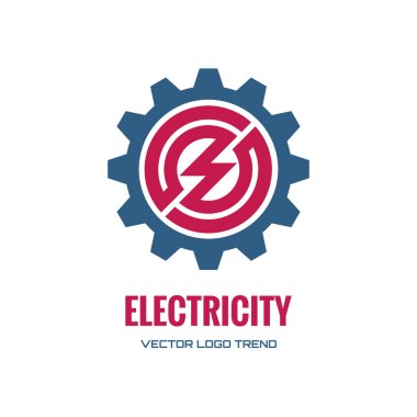 Electricity - vector logo concept illustration. Gear logo. Factory logo. Technology logo. Mechanical logo. Vector logo template. Design element.