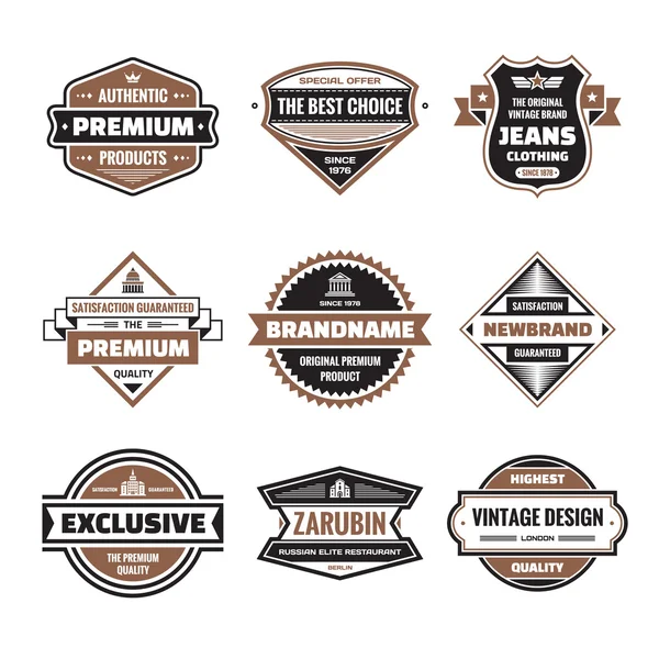 Vektorgrafik märken samling. Ursprungliga vintage märken. Kreativa logotypen vektor set. Vector retro etiketter samling. Designelement. — Stock vektor