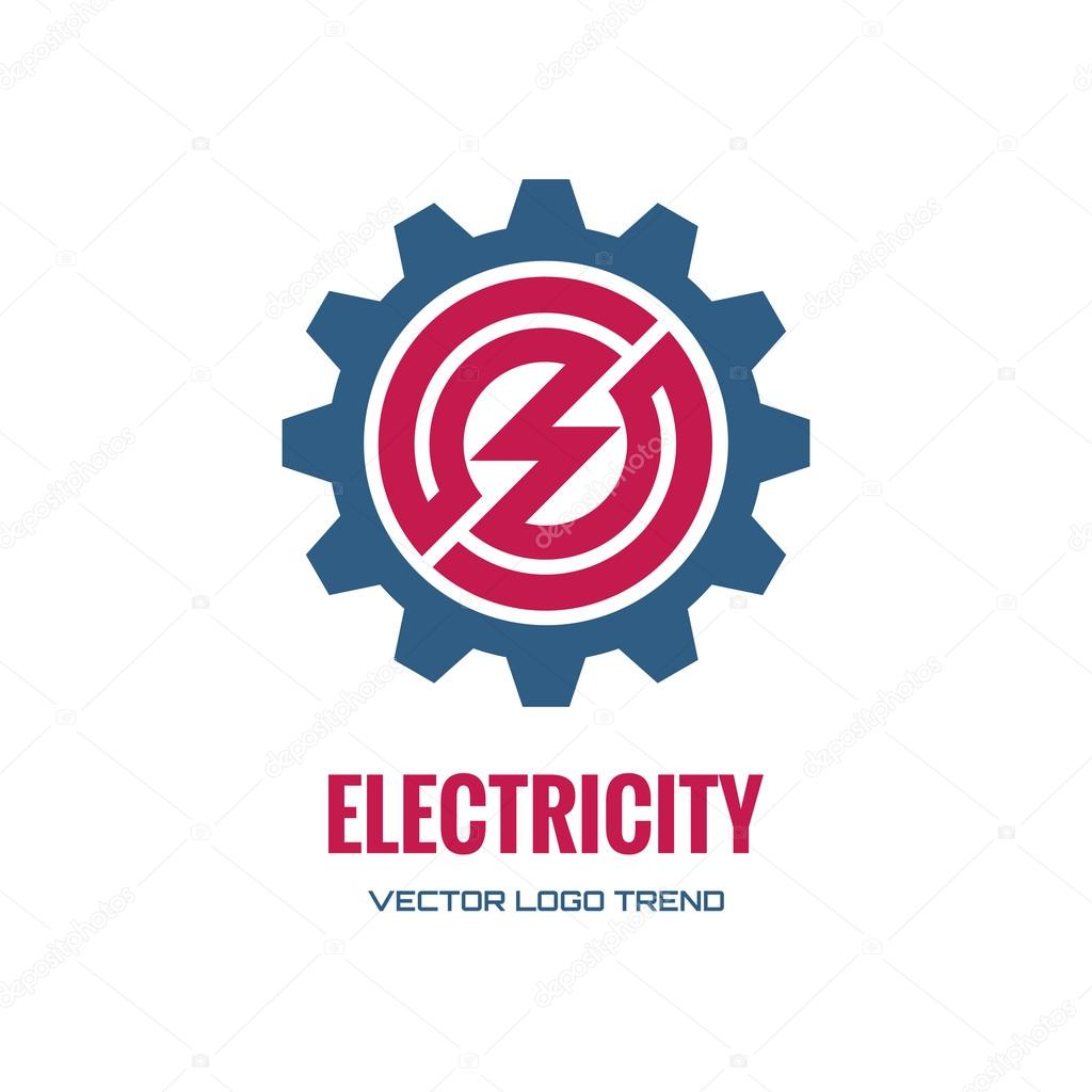 Electricity - vector logo concept illustration. Gear logo. Factory logo. Technology logo. Mechanical logo. Vector logo template. Design element.