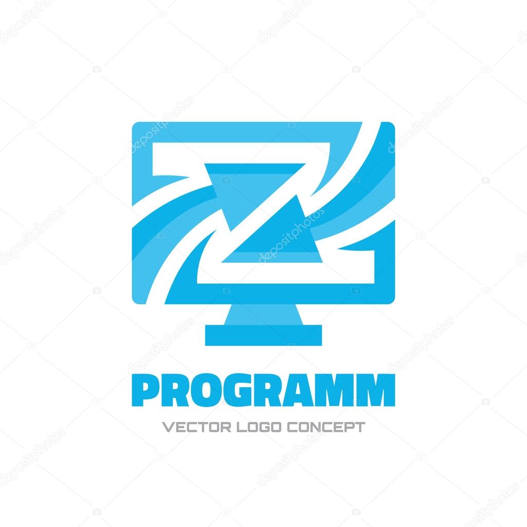Program - vector logo concept illustration. Computer monitor and arrows - abstract logo illustration.