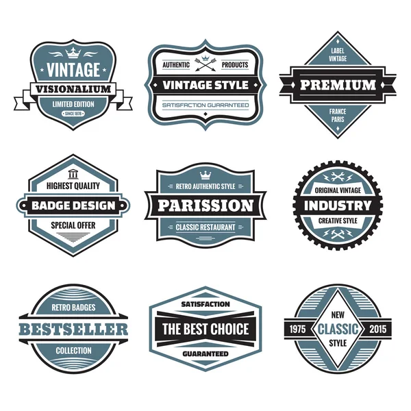 Vector graphic badges collection. Original vintage badges. Creative logo vector set. Vector retro labels collection. Design elements. — Stock Vector